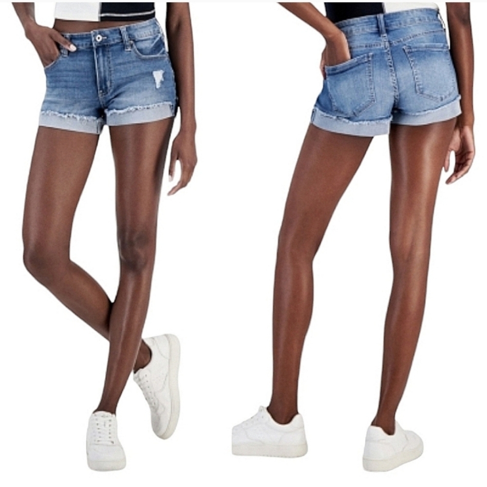 Celebrity Pink Flipped Frayed-Hem Jean Shorts Sz 11/30